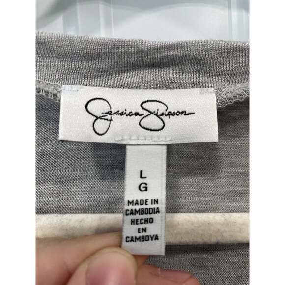 Jessica Simpson VNeck Short Sleeve T Shirt Size Large Heather Gray Tee Essential - Picture 3 of 6